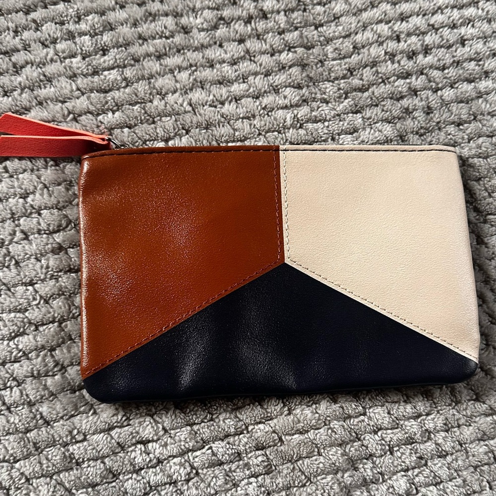 NEW Ipsy Faux Leather Tri Color Small Cosmetic Bag